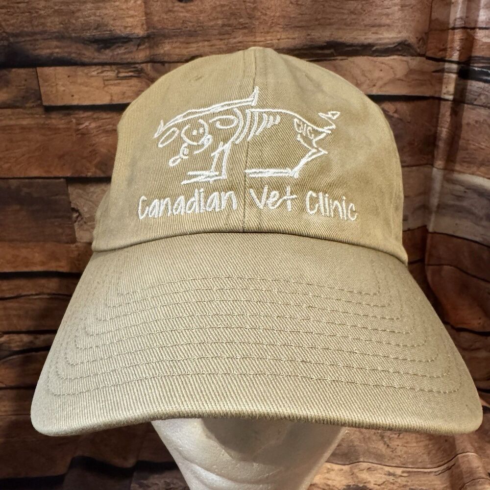 Canadian Vet Clinic Hat Merck Khaki Tan 47 Brand Clean Up Strapback Baseball Cap